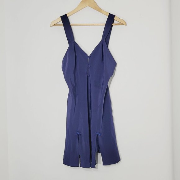 Unmentionables Nightgown Chemise Lingerie Navy Blue Satiny Classy Sexy Elegant - Picture 1 of 10